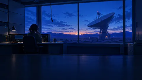 Desert Radio Operator at Sunset
