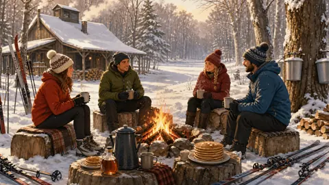 Skiers at Maple Sugar Camp