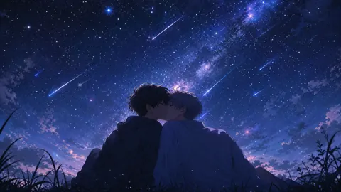 Two Men Kissing Under Stars