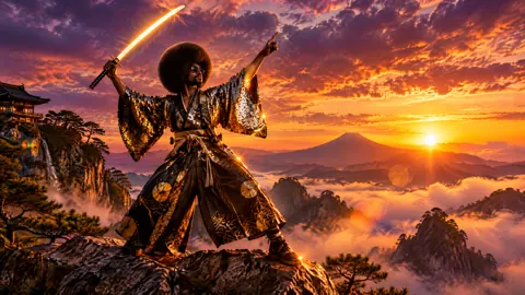 Afro Samurai with Glowing Katana
