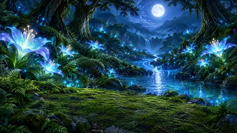 Glowing Lilies by Moonlit Creek