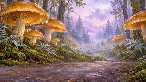 Amber Mushrooms by Rainy Path
