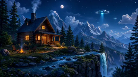 Log Cabin Under UFOs