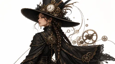 Steampunk Woman With Clockwork Hat