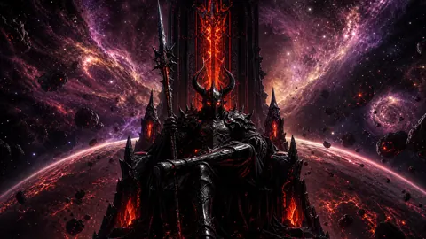 Horned Dark Lord on Obsidian Throne
