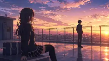 Sunset Rooftop Reverie live wallpaper