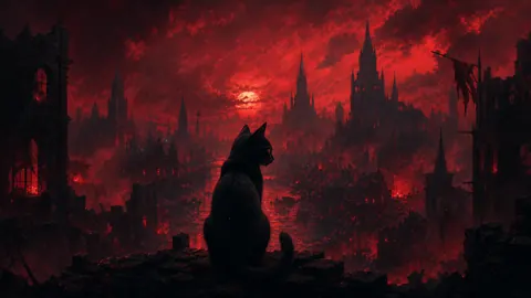 Black Cat Over Gothic City