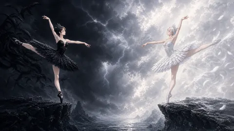 Swan Lake Ballerinas on Cliffs