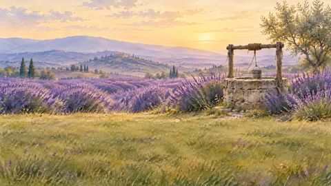 Stone Well in Lavender Fields