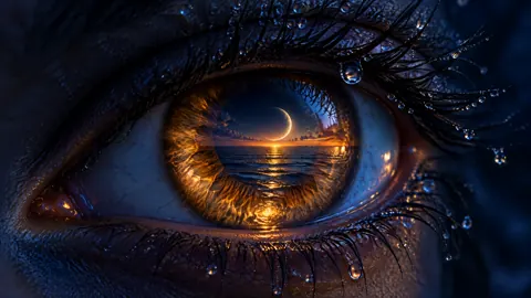 Amber Eye Reflecting Ocean