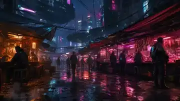 Neon Noir Market live wallpaper