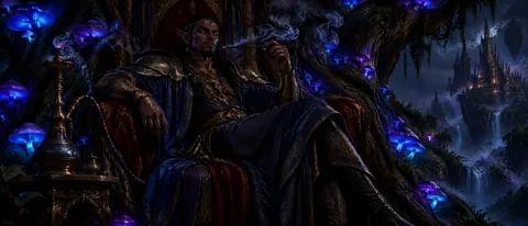 Dark Elf Queen With Hookah