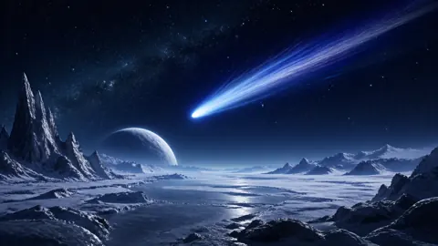 Comet Over Frozen Planet
