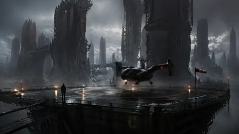 Aircraft Landing on Rooftop Helipad