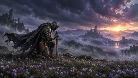 Bronze Knight in Wildflowers