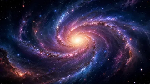 Spiral Galaxy With Purple Arms