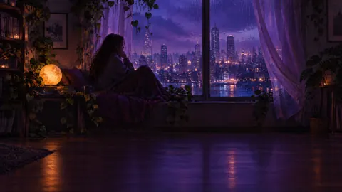 Woman by Violet Window