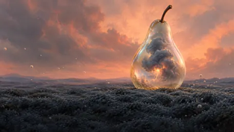 Glass Pear With Thundercloud