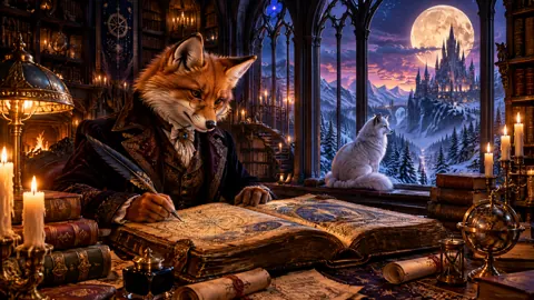 Fox Scholar in Gothic Library