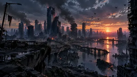 Ruined City at Sunset