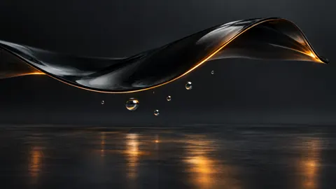 Black Glass Wave with Droplets