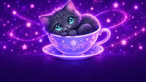 Gray Kitten in Teacup