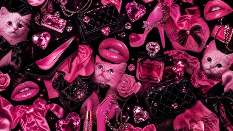 Pink Luxury Collage with Cats