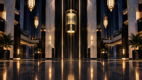 Art Deco Glass Elevator Atrium