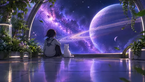 Stargazer and Cat in Greenhouse