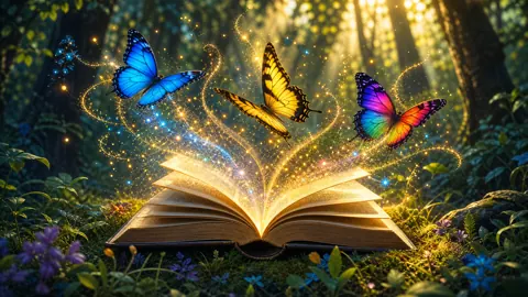 Open Book With Butterflies