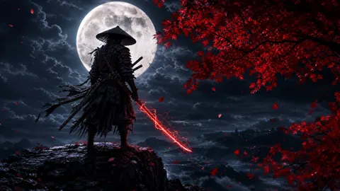 Ronin With Red Lightning Katana